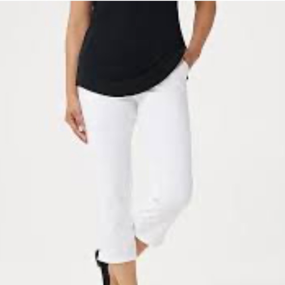 CREST White & Gold Sequin Pocket Crop High Rise Pants N…